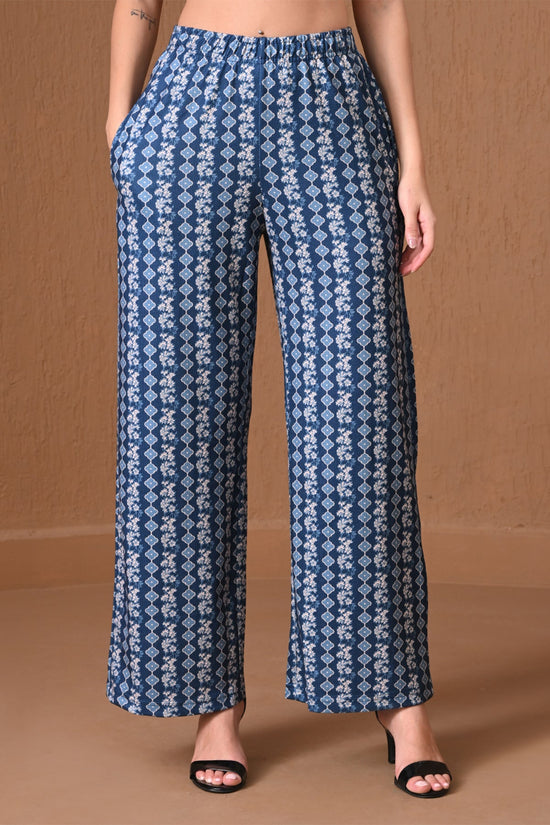 Winter Blue A-line Floral Printed  Kurta 2 Pcs Set