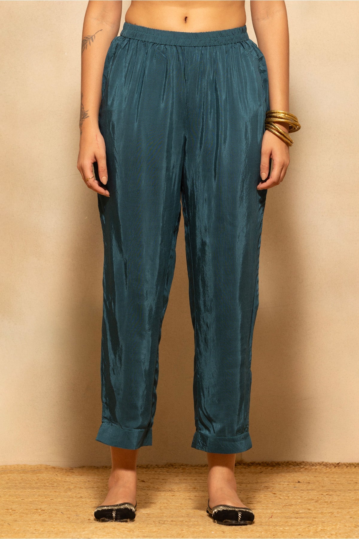 Teal Blue Printed 3 Pcs Kurta Set
