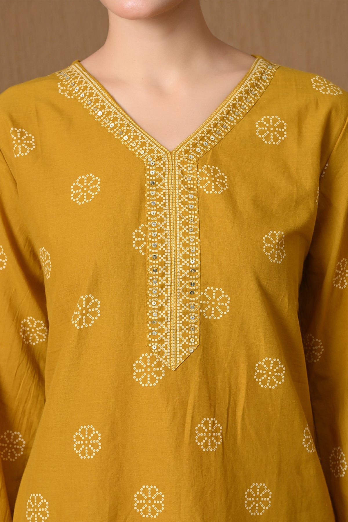 Mustard Printed 3 Pcs Kurta Set