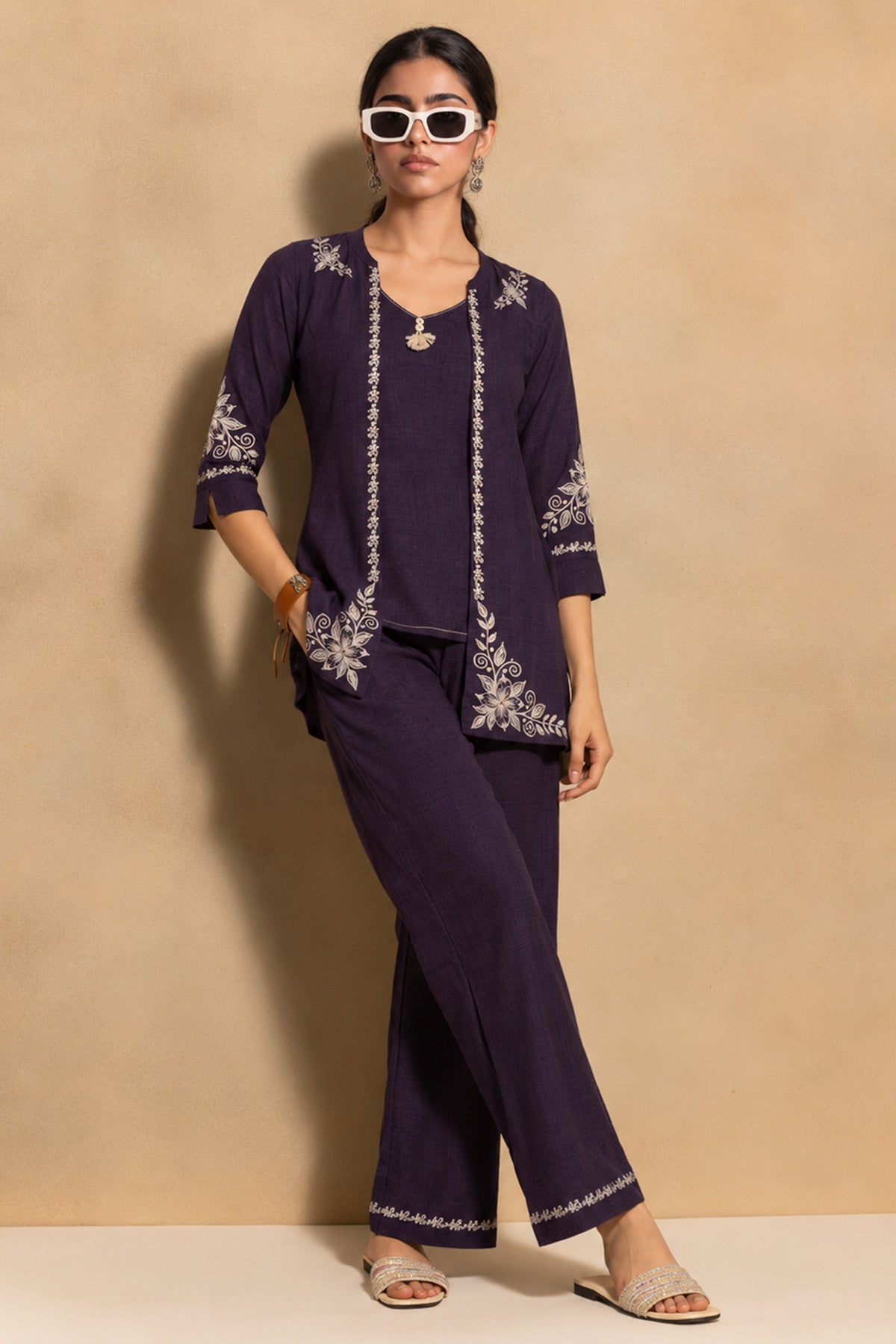 Indigo Blue Embroidered Co-ord Set