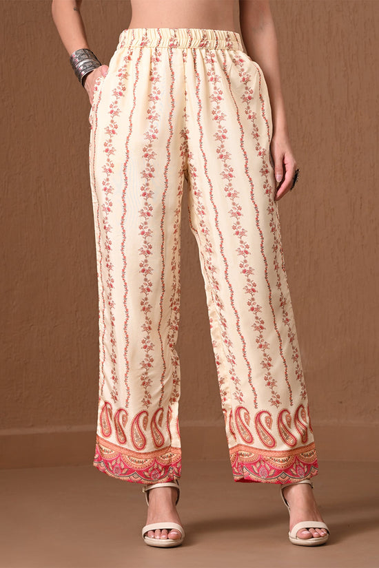Cream Paisley Printed 3 Pcs Kurta Set