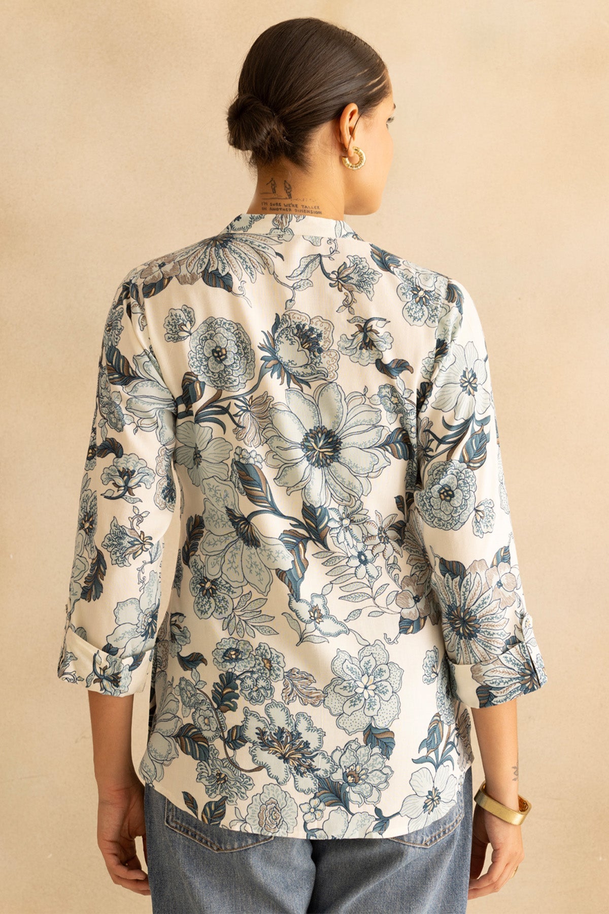 Cream Floral Printed Top