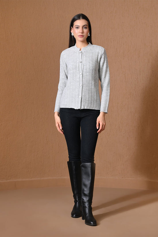 Winter Grey Cable Knitted Cardigan
