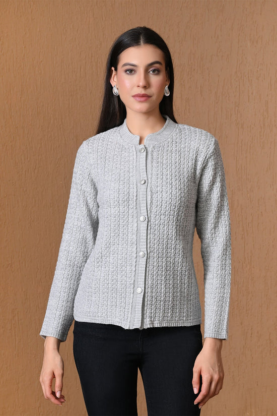 Winter Grey Cable Knitted Cardigan