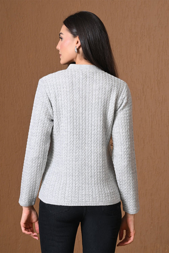 Winter Grey Cable Knitted Cardigan