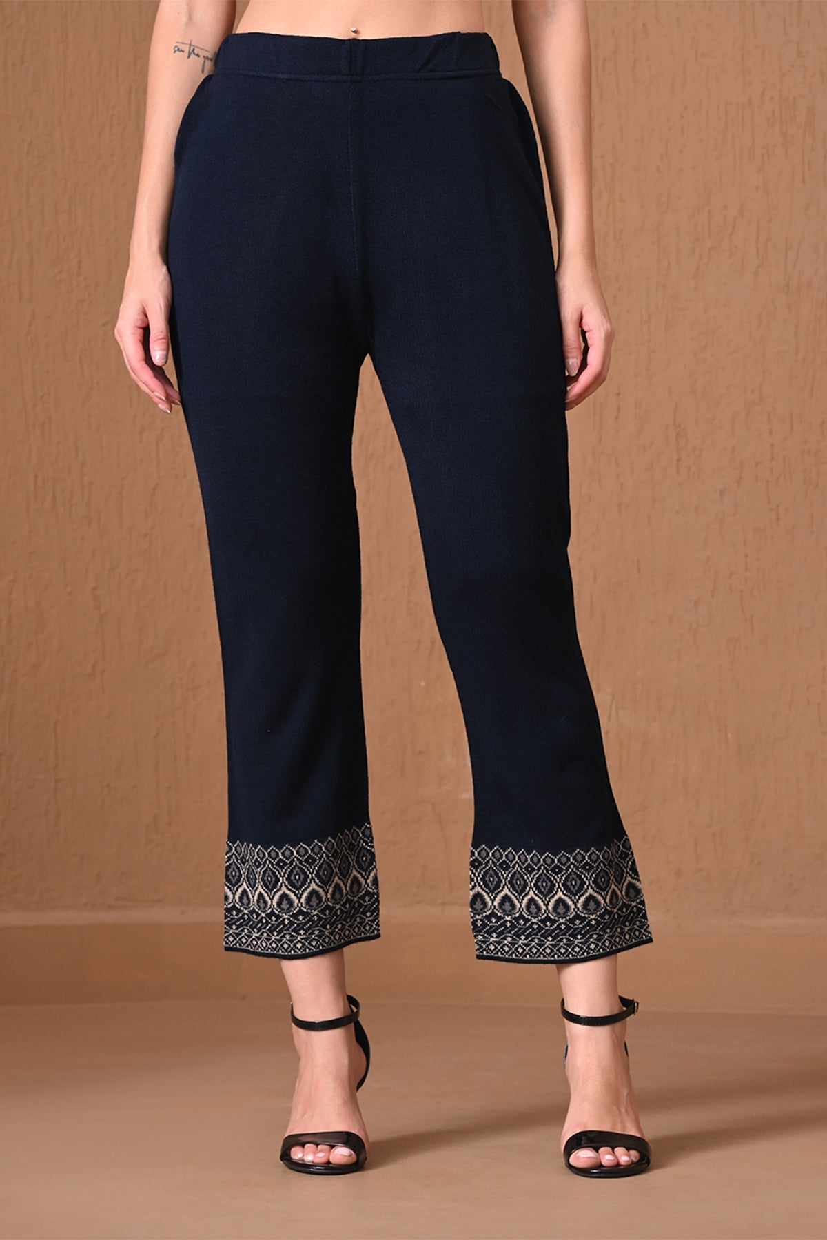 Winter Navy Blue Geometric Woven Co-ord Set