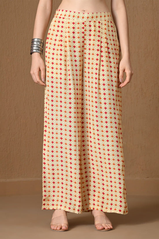 Beige & Red Floral Geometric Printed Co-ord Set