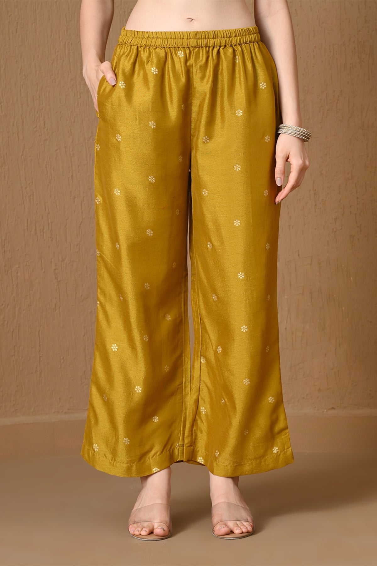 Mustard Gold Embroidered Anarkali 3 Pcs Kurta Set