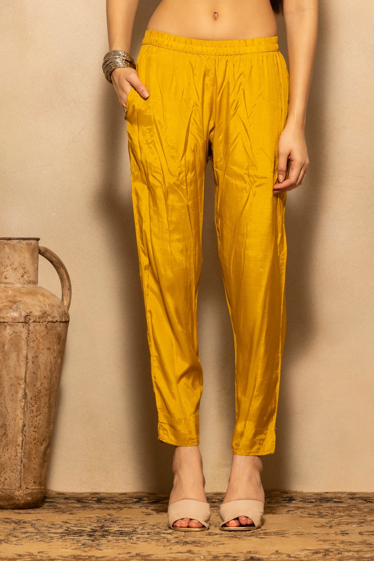 Yellow Floral Embroidered 3 Pcs Kurta Set