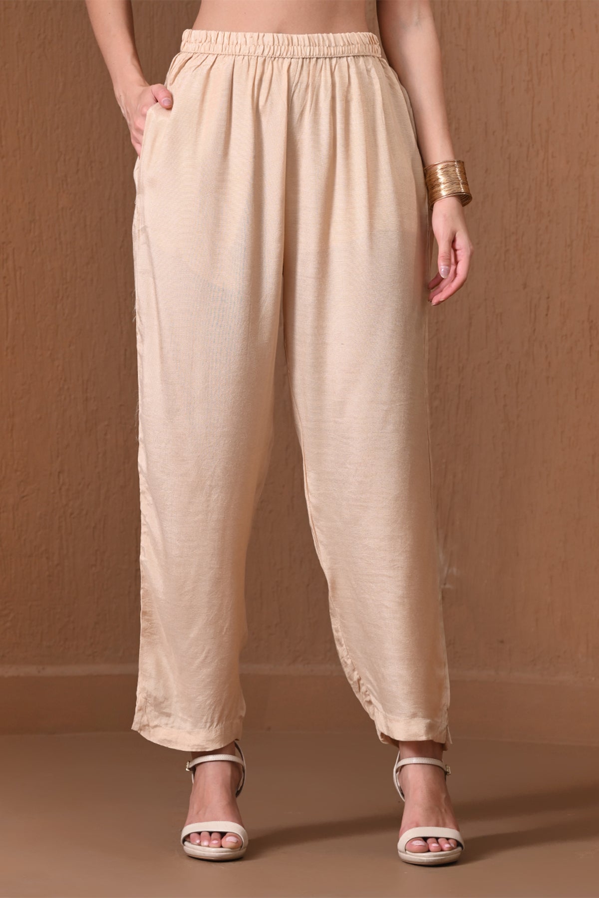 Fawn Patola Print 3 Pcs Kurta Set