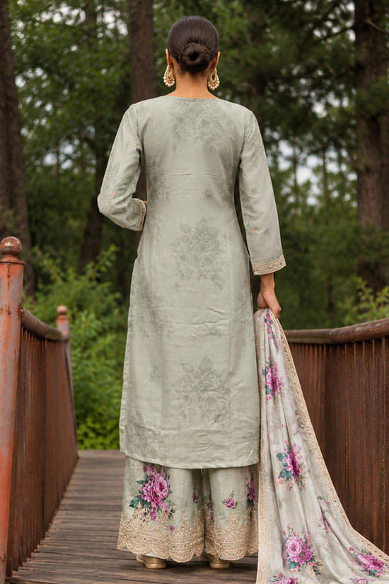 Mint Green Mirror Embellished 3 Pcs Kurta Set