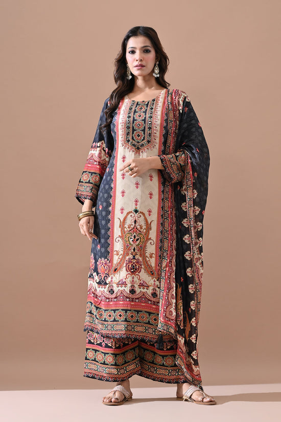 Black Stone Embellished Kurta Set (3 Piece)