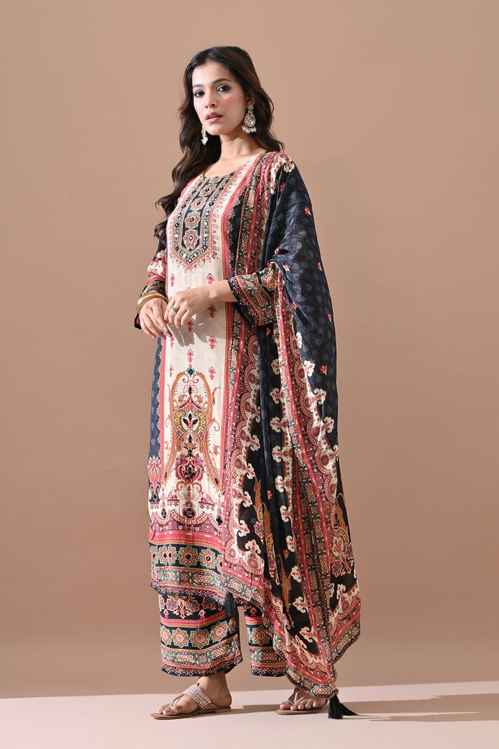 Black Stone Embellished Kurta Set