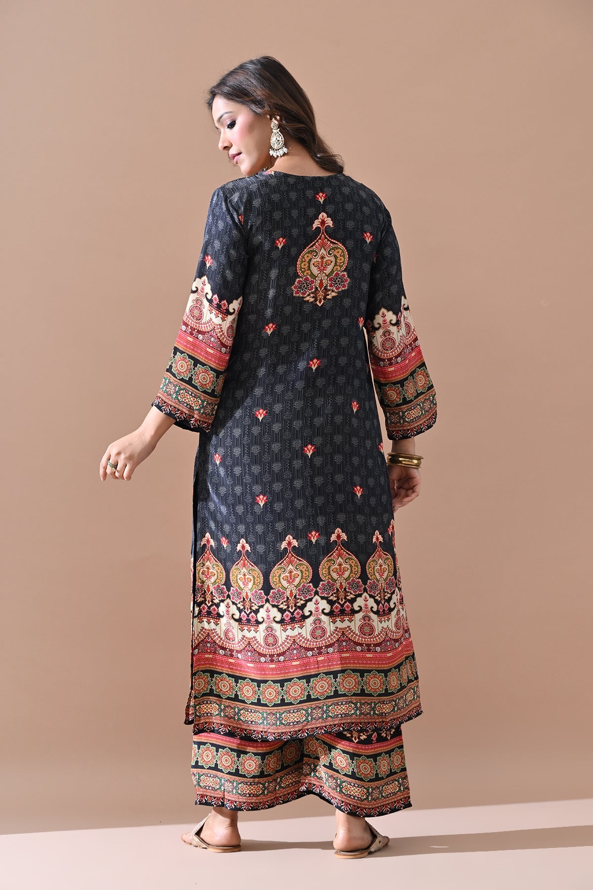 Black Stone Embellished Kurta 3 Pcs Set