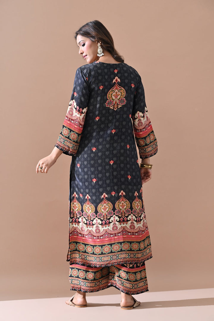 Black Stone Embellished Kurta Set