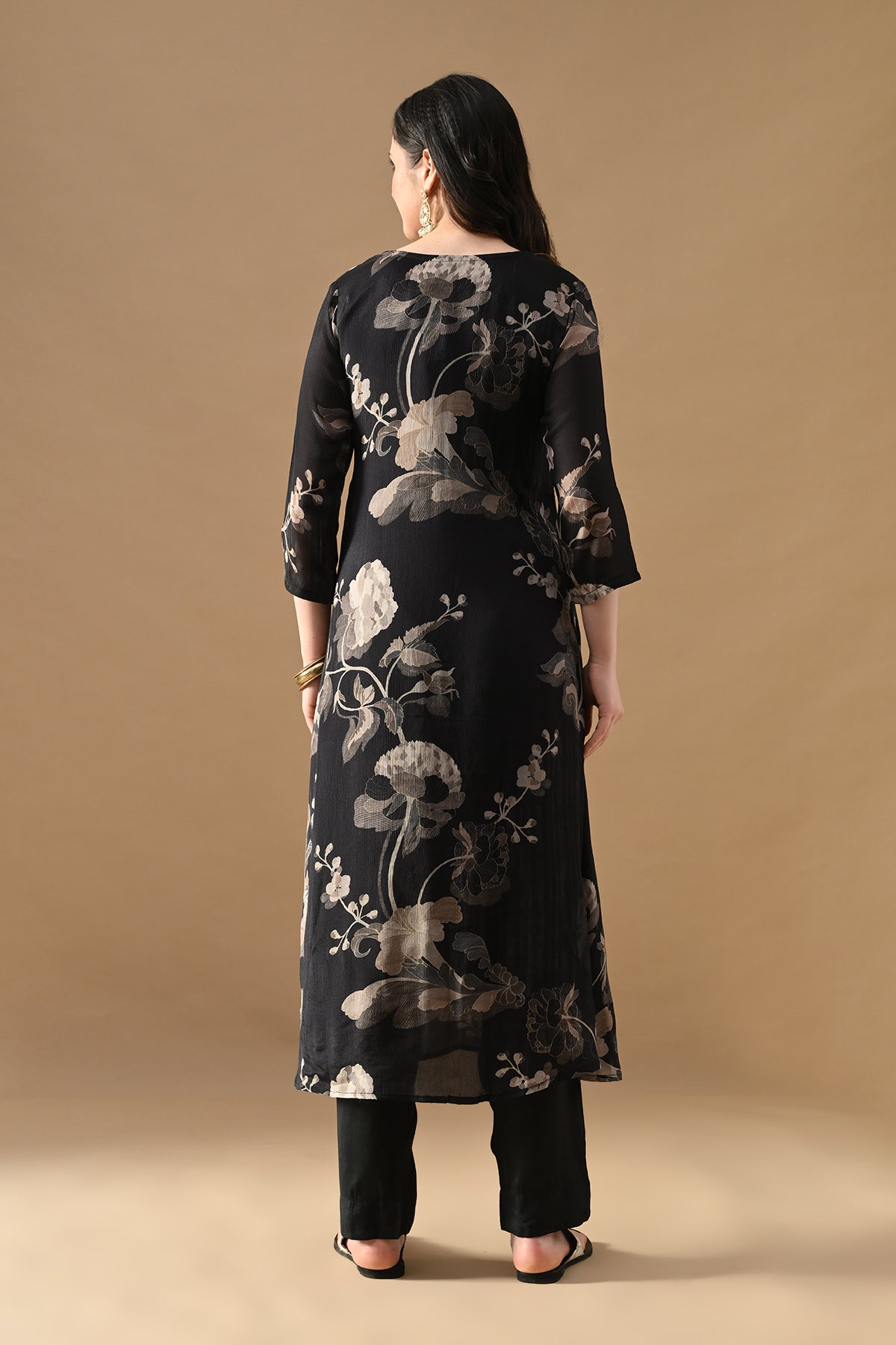 Black Printed A-Line Kurta Set (2 Piece)