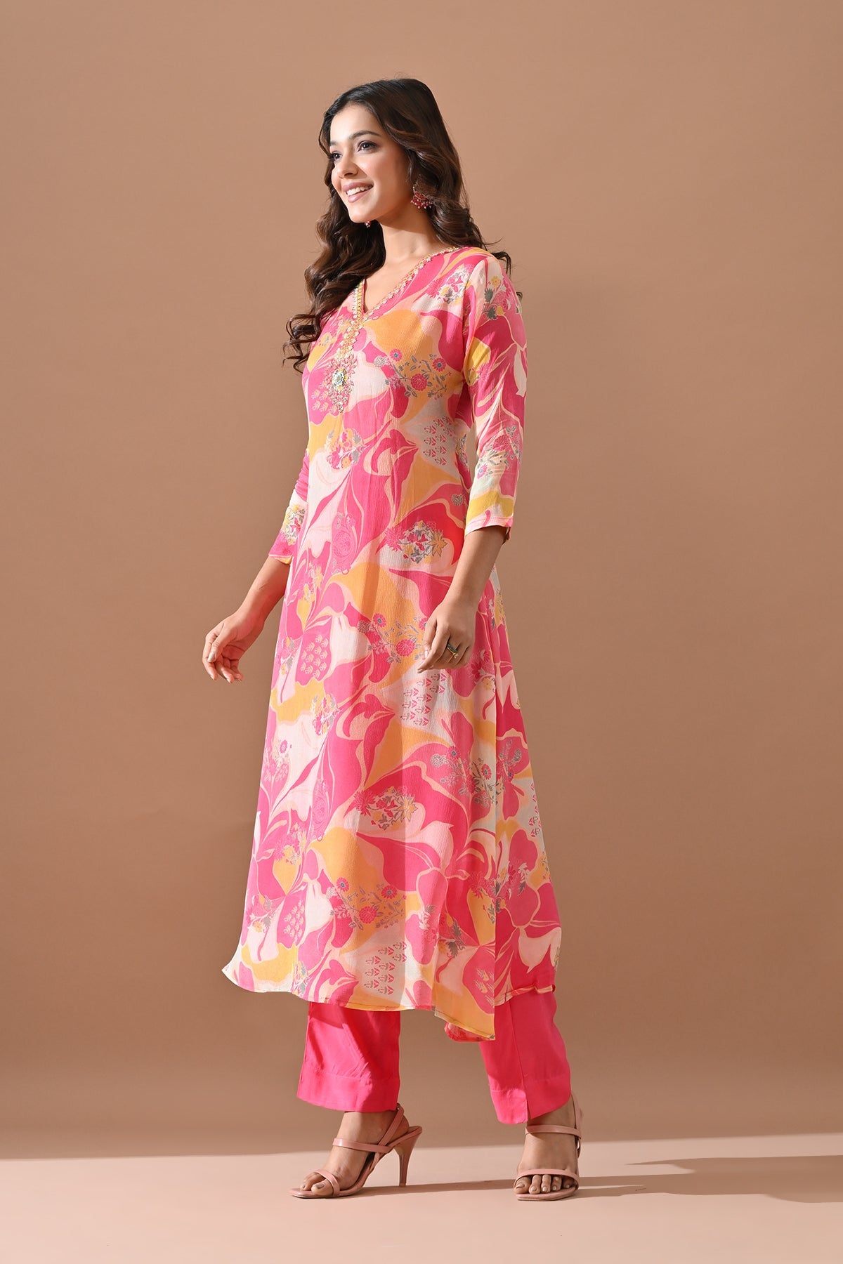 Pink Printed Kurta 2 Pcs Set