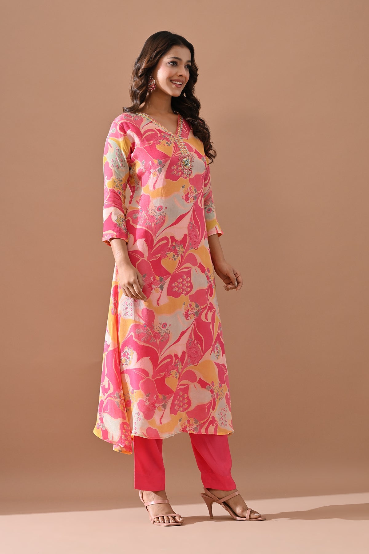 Pink Printed Kurta 2 Pcs Set