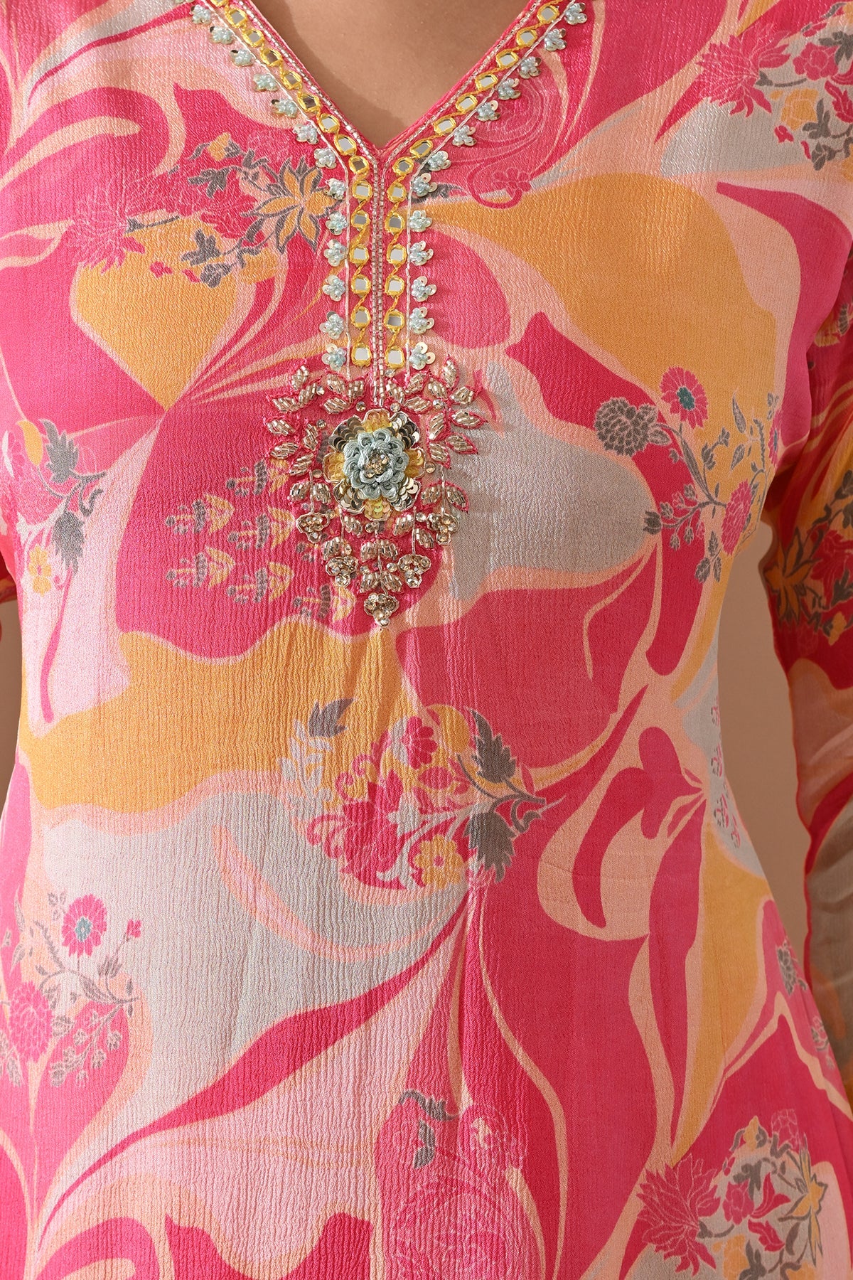 Pink Printed Kurta 2 Pcs Set