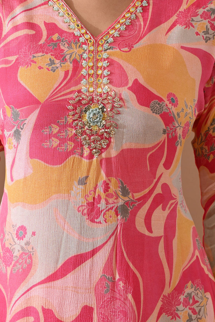 Pink Printed Kurta Set
