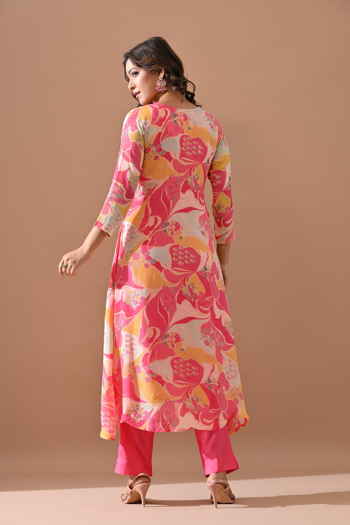 Pink Printed Kurta Set
