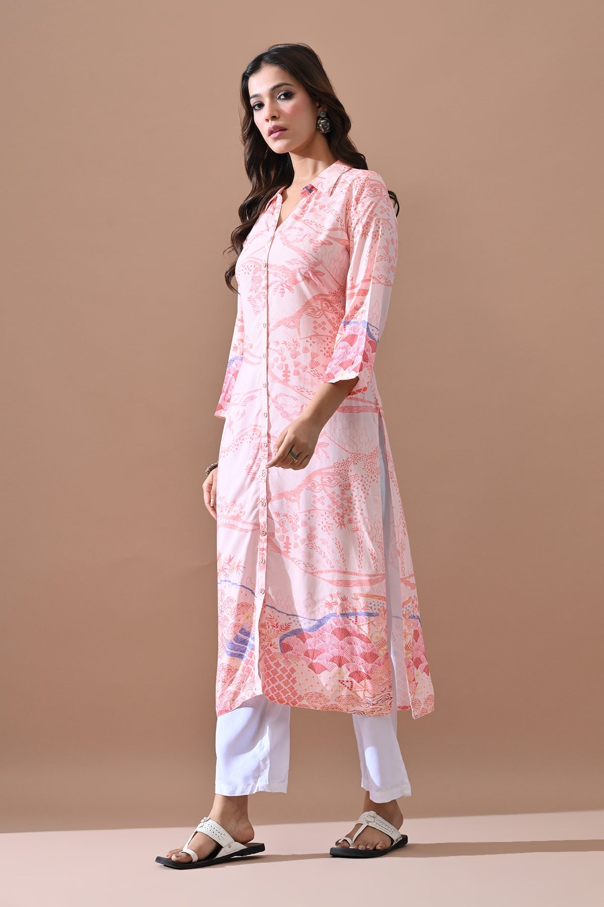 Pink Printed Kurta
