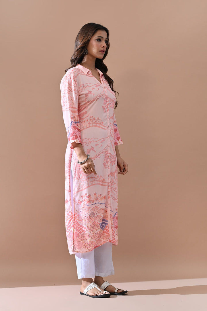Pink Printed Kurta