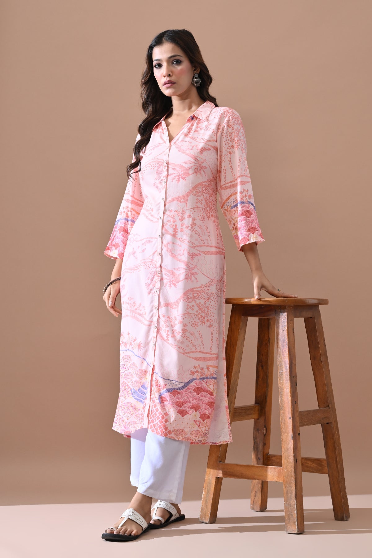 Pink Printed Kurta