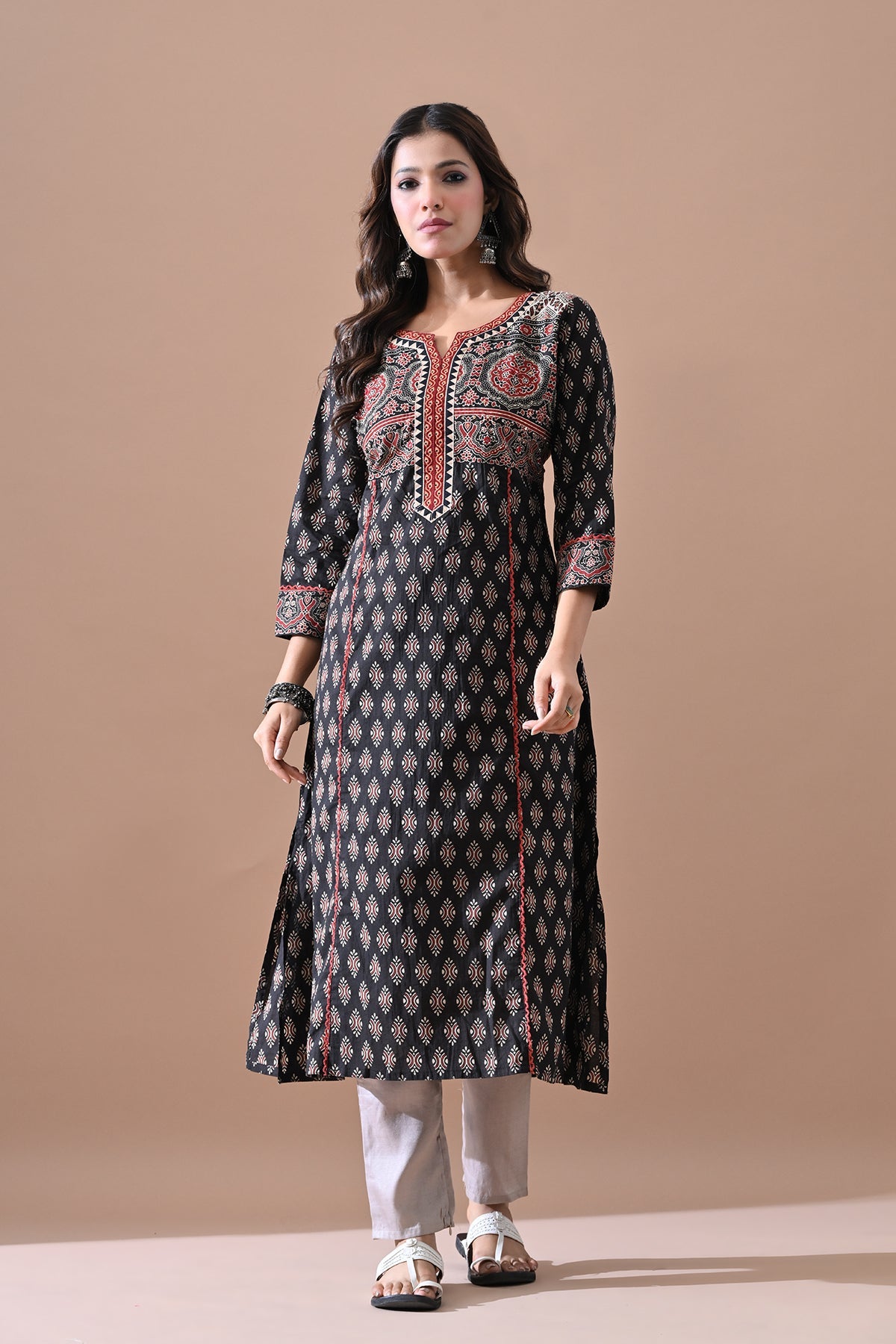Brown Printed Kurta