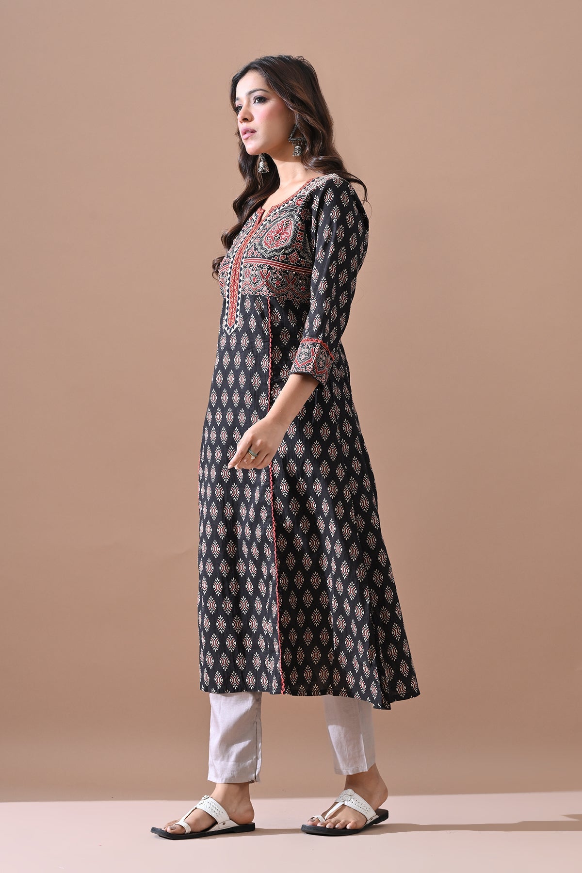 Brown Printed Kurta