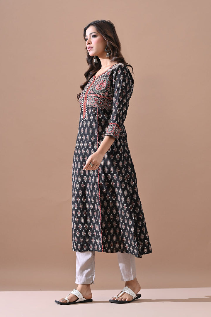 Brown Printed Kurta
