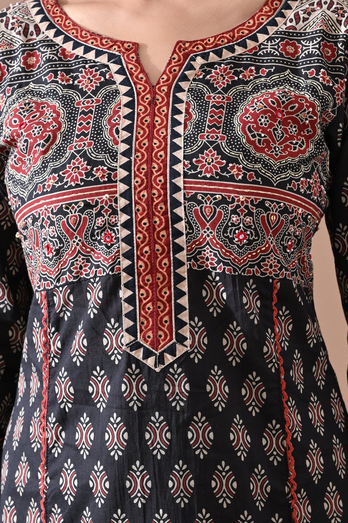 Brown Printed Kurta