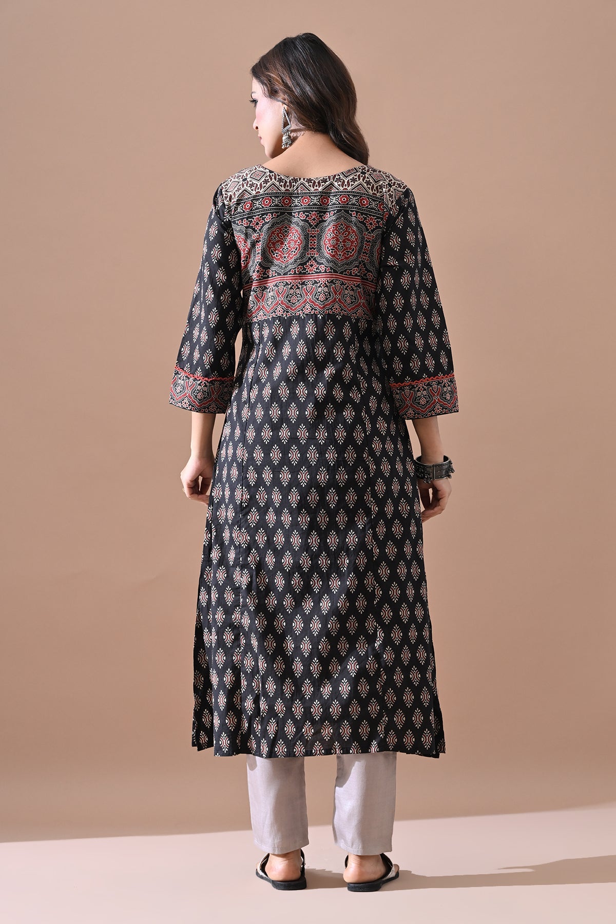 Brown Printed Kurta