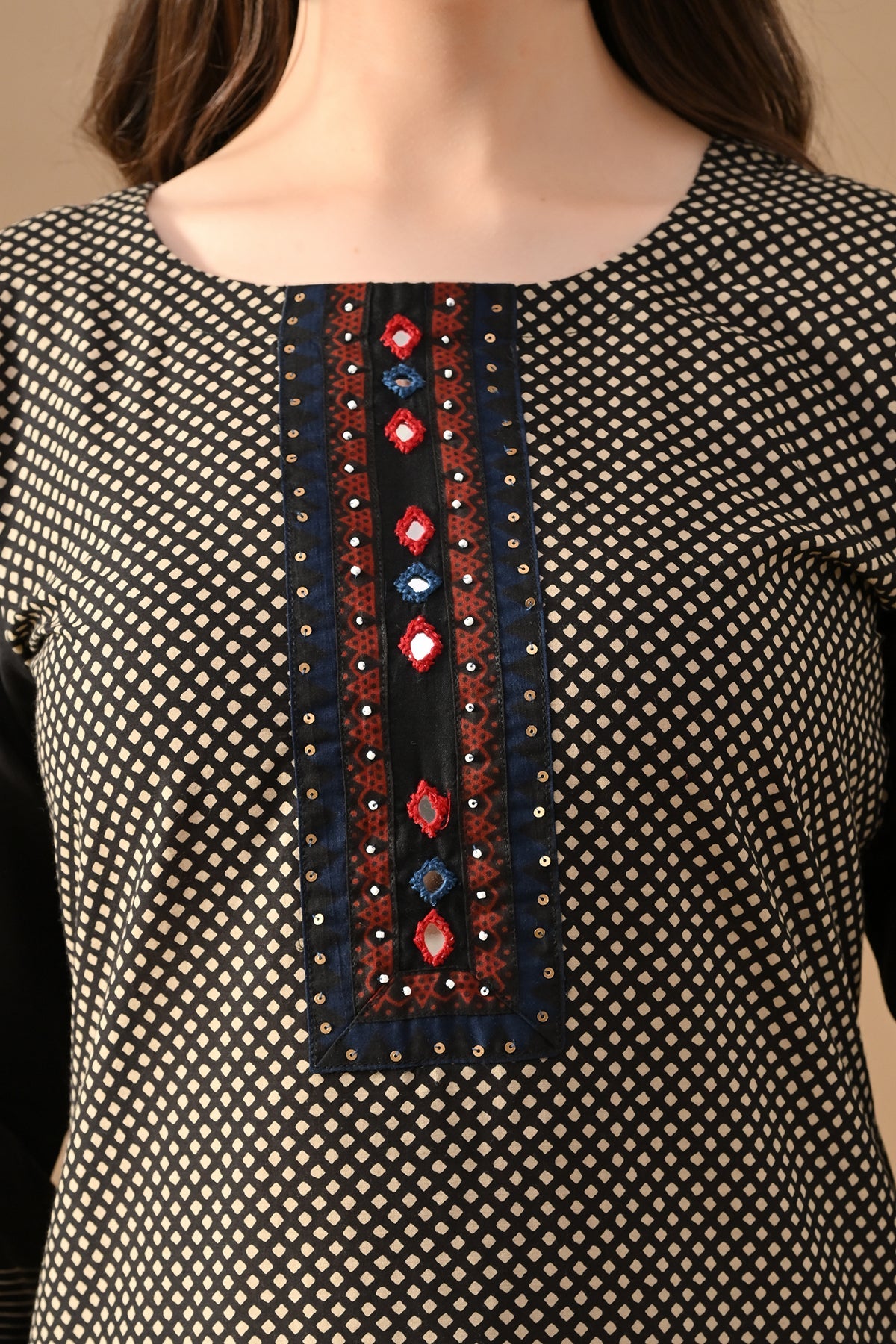 Black Printed Ethnic Motifs Kurta