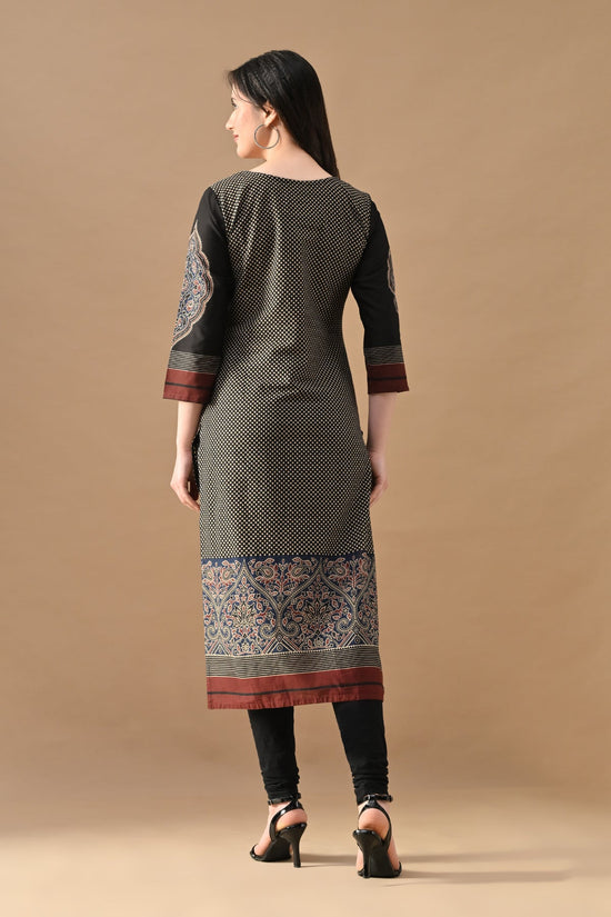 Black Printed Ethnic Motifs Kurta