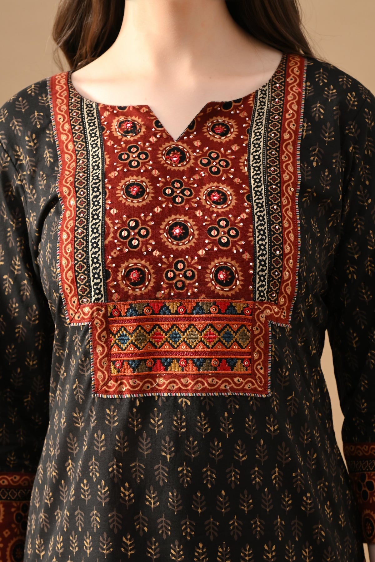 Black Printed Kurta