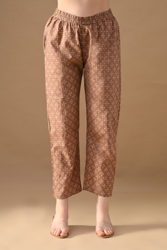 Brown Printed A-line Kurta Set (2 Piece)