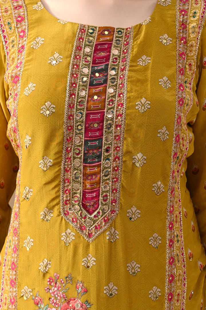 Yellow Embroidered Kurta Set