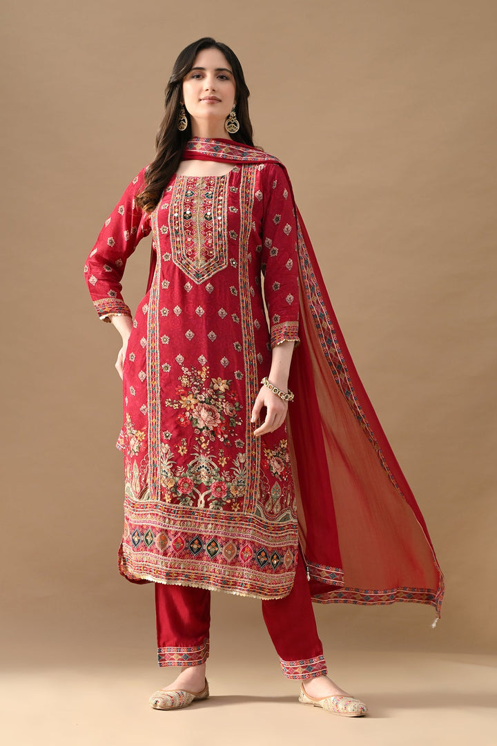 Pink Floral Printed Kurta Set