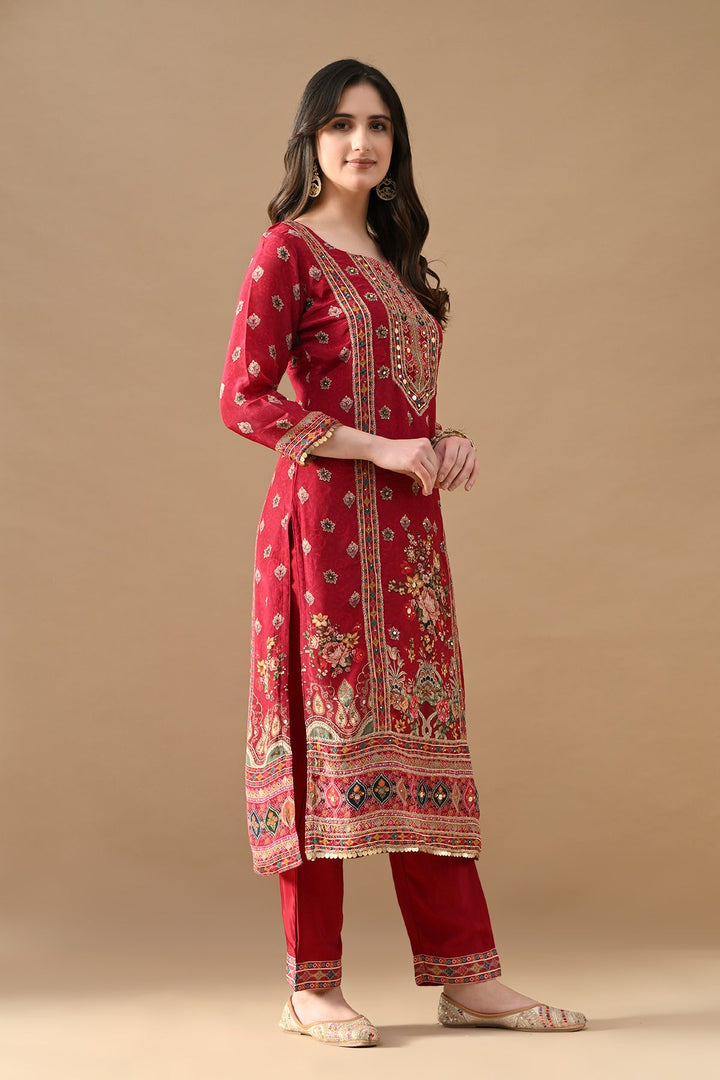 Pink Floral Printed Kurta Set