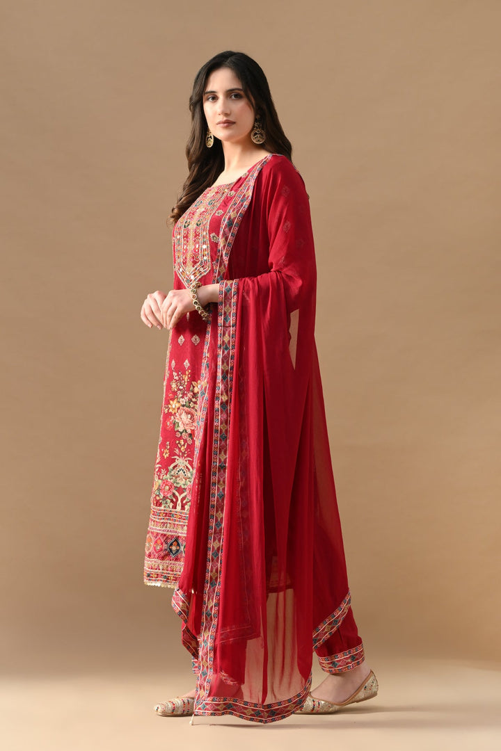 Pink Floral Printed Kurta Set