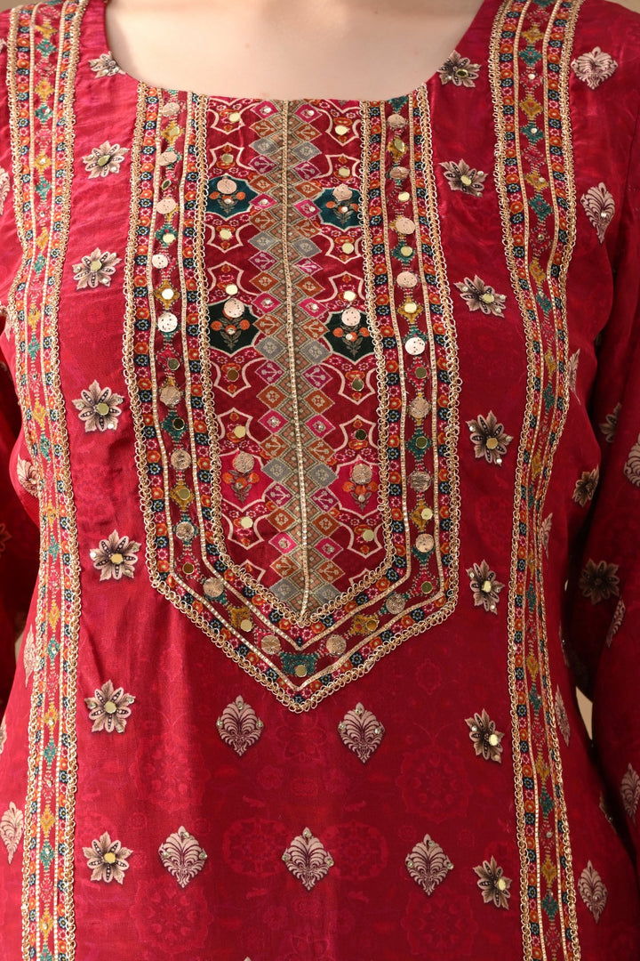 Pink Floral Printed Kurta Set