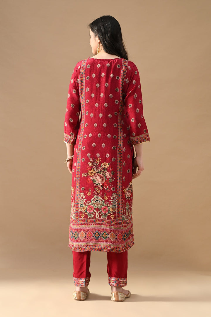 Pink Floral Printed Kurta Set