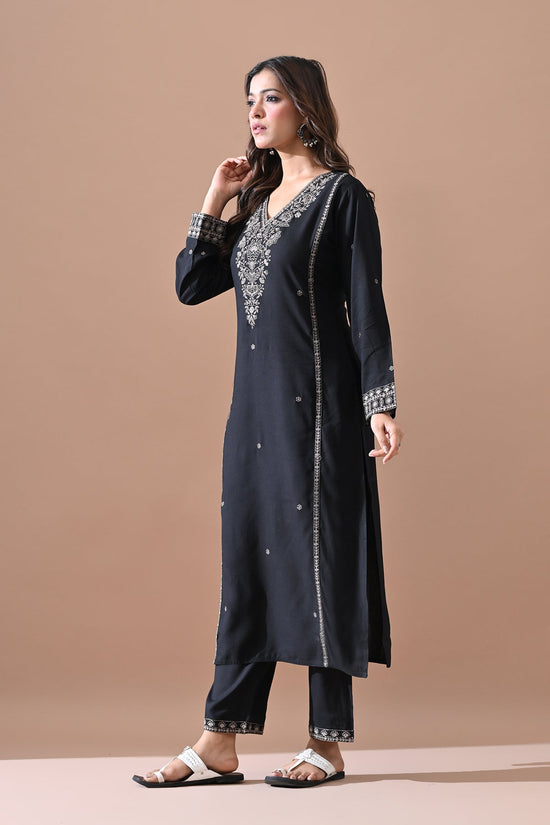 Black Embroidered Kurta 2 Pcs Set