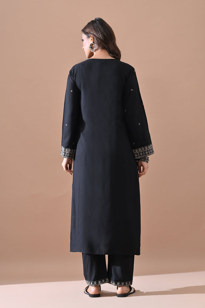Black Embroidered Kurta Set