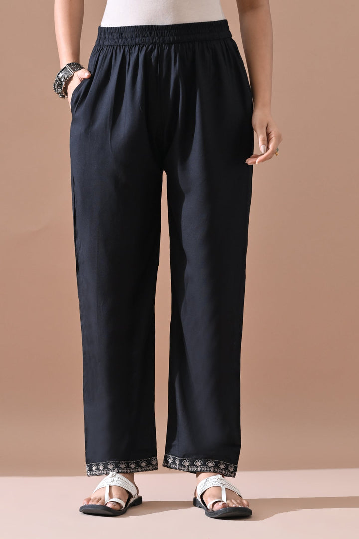 Black Embroidered Kurta Set