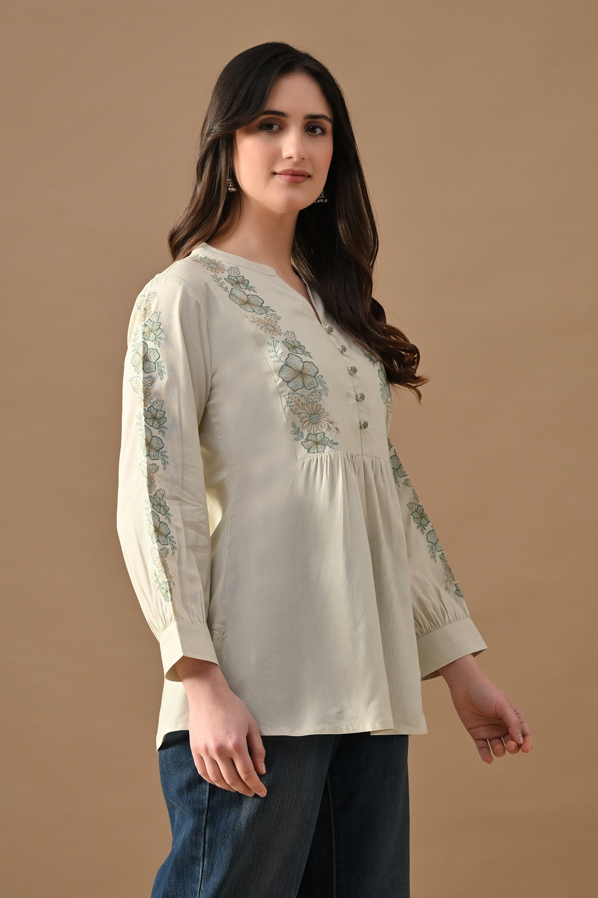 Cream Embroidered Top
