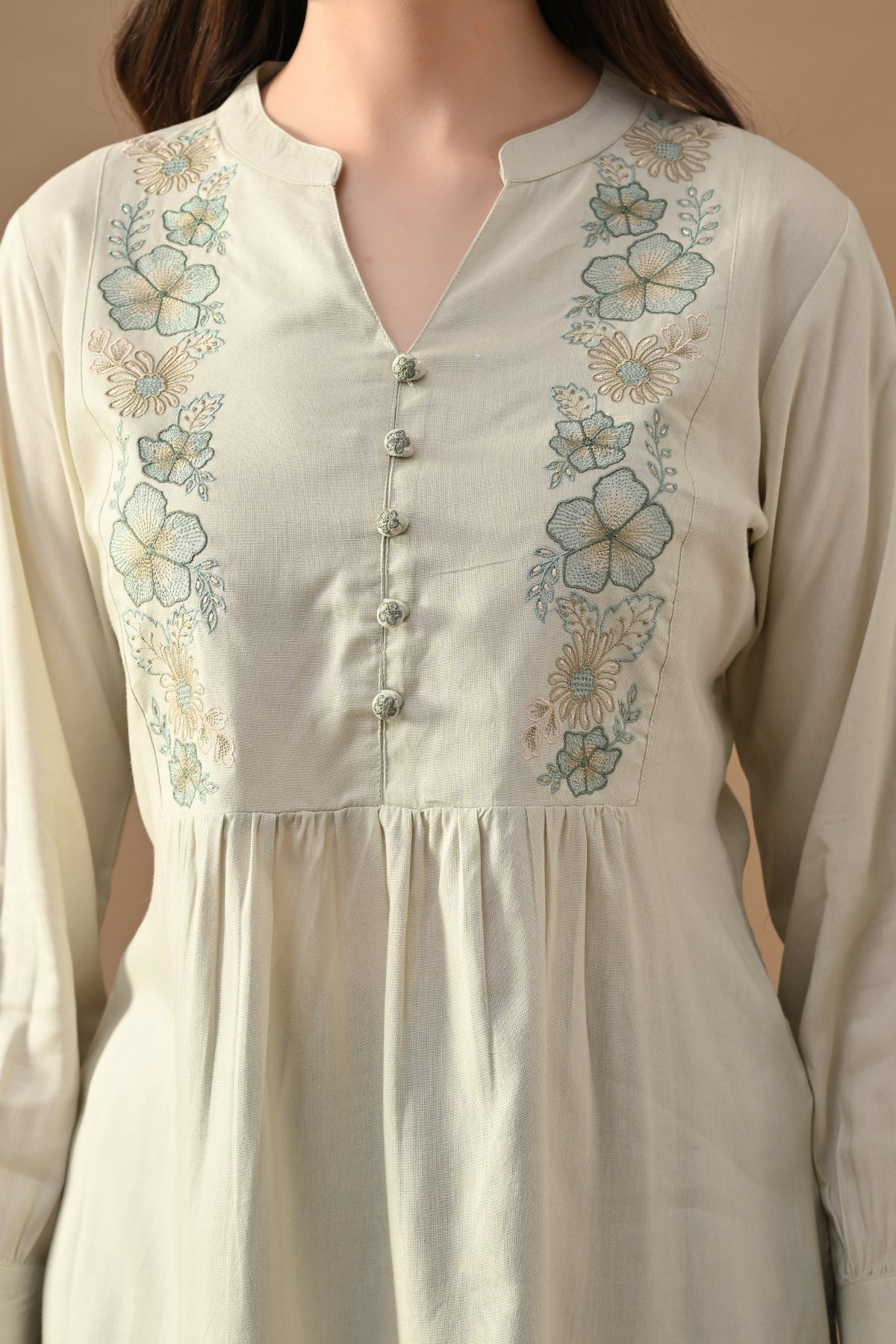 Cream Embroidered Top