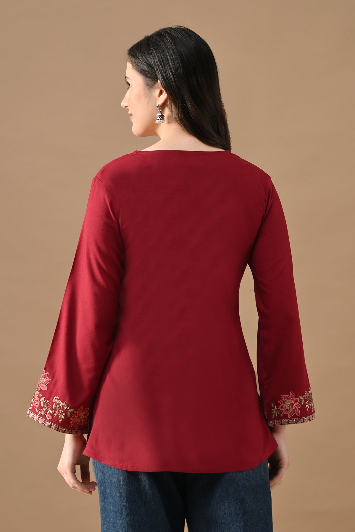 Maroon Embroidered Top