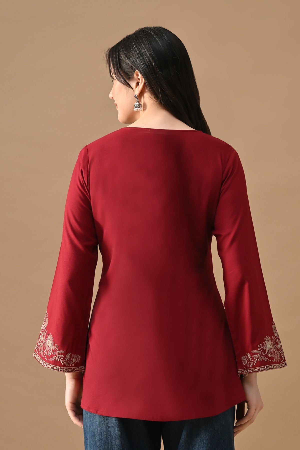 Maroon Embroidered Top